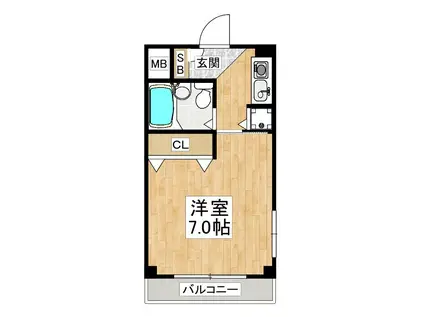 ラムール西舞子(1K/4階)の間取り写真