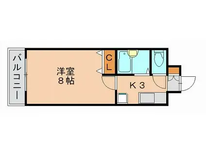 リファレンスリバーサイド(1K/4階)の間取り写真