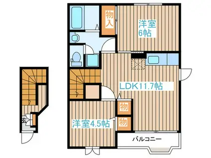 メゾン・ポワール(2LDK/2階)の間取り写真
