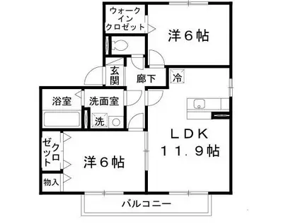 ラ・ミュー久宝寺III棟(2LDK/2階)の間取り写真