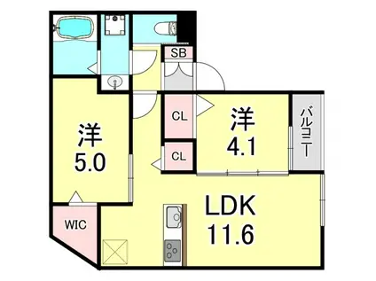 C-GRID山下町(2LDK/2階)の間取り写真