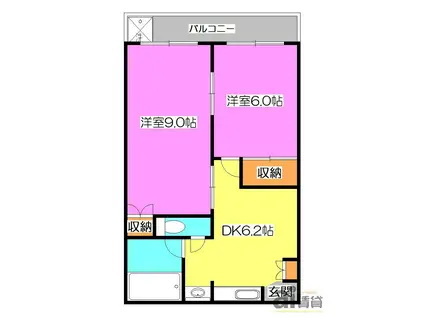 第二大橋マンション(2DK/3階)の間取り写真