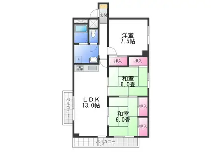 ライブリー高石(3LDK/7階)の間取り写真