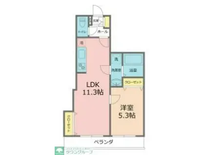 パームコテージ15番館(1LDK/2階)の間取り写真