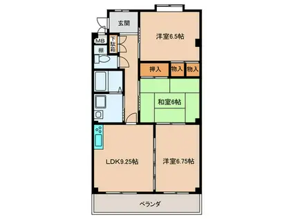 クレストステージ・洋(3LDK/1階)の間取り写真