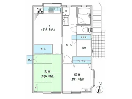 コーポ大野(1DK/1階)の間取り写真