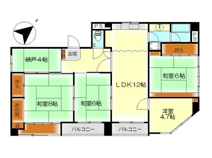 岡野ビル(4SLDK/3階)の間取り写真