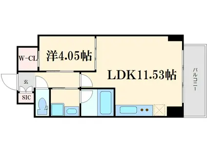 VINOプレジオ本町(1LDK/12階)の間取り写真