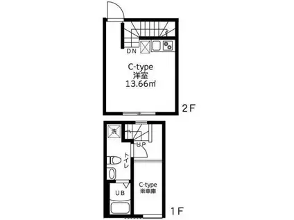 ケー ニジュウイチ ベース スギナミ(ワンルーム/2階)の間取り写真