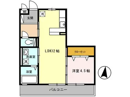 イリエール九番館(1LDK/3階)の間取り写真