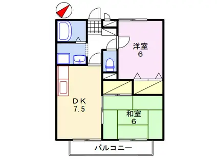 ファミールコートK B棟(2DK/2階)の間取り写真