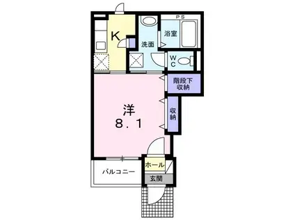 ブライト エフ(1K/1階)の間取り写真