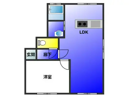 キャッスル鏡(1LDK/2階)の間取り写真