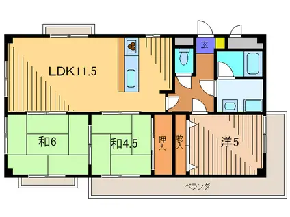 サザンハイムグルック(3LDK/2階)の間取り写真