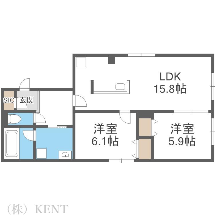 LU PIONIA(2LDK/2階)の間取り写真