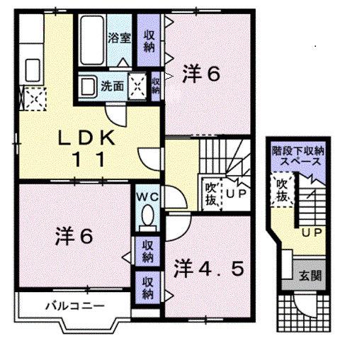 リベラシオン福永A(3LDK/2階)の間取り写真