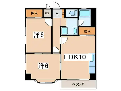 コーポベレーザ(2LDK/3階)の間取り写真