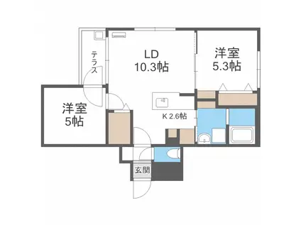 WONDERWALL栄通(2LDK/4階)の間取り写真