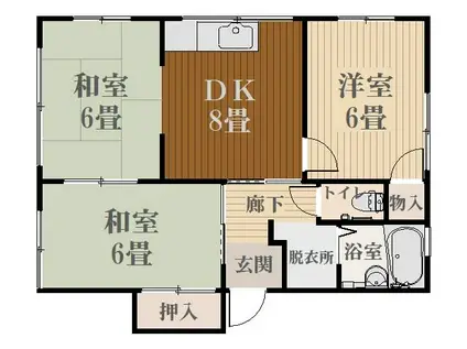 エクセル中島(3DK/1階)の間取り写真