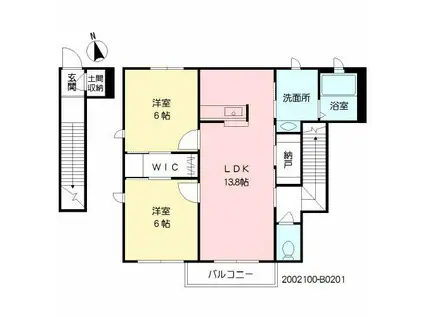 グランエバーS棟(2LDK/2階)の間取り写真