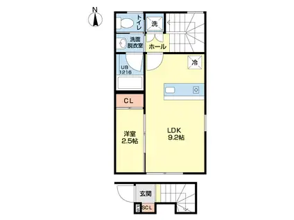 MONE春日町A(1LDK/2階)の間取り写真