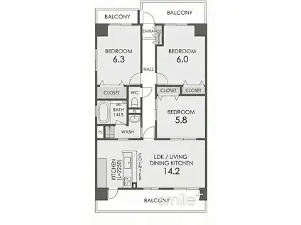 ラ・パティオ(3LDK/2階)の間取り写真