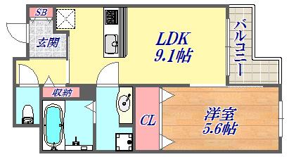 テラコート北野坂(1LDK/2階)の間取り写真
