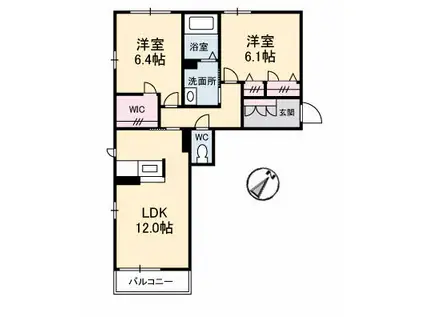 シャーメゾン ベルクムント(2LDK/3階)の間取り写真