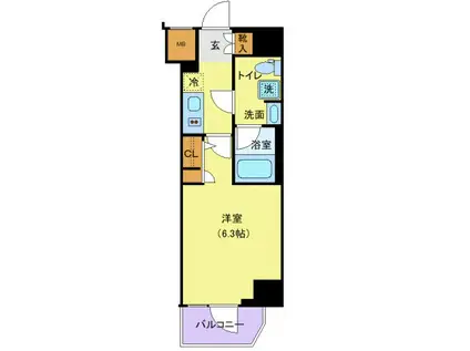 メイクスデザイン品川ノース(1K/9階)の間取り写真