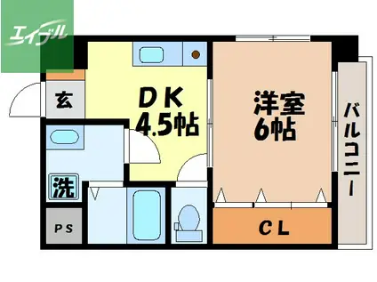 コンフォート平野町(1DK/2階)の間取り写真