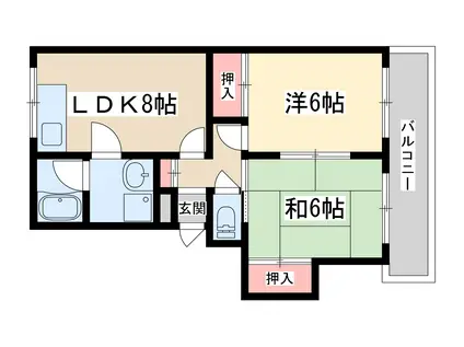 第2中尾ハイツ(2LDK/3階)の間取り写真