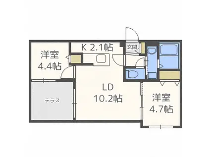 ブランシャール豊平パークサイド(2LDK/1階)の間取り写真