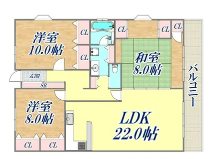 グッズイン芦屋(3LDK/3階)の間取り写真