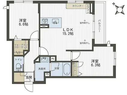 ラッシュドノエ(2LDK/1階)の間取り写真