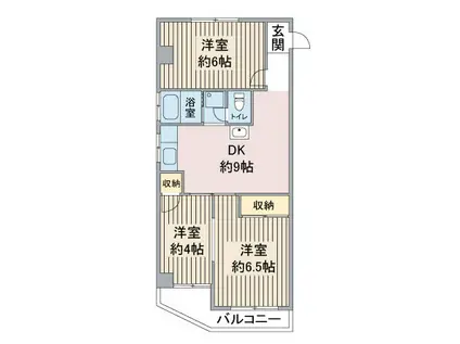 富善ビル(3DK/4階)の間取り写真