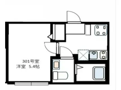 CASA 四葉 B(1K/3階)の間取り写真
