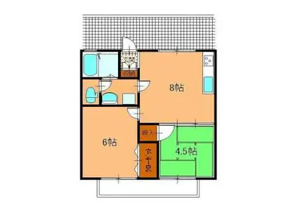 マジェスティ1998北館(2LDK/2階)の間取り写真