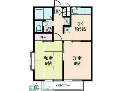 エステートロイヤル7号棟(2DK/2階)の間取り写真