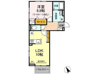 メゾン・ド・シャトー(1LDK/2階)の間取り写真