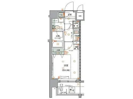 ハーモニーレジデンス羽田ウエスト(1K/8階)の間取り写真