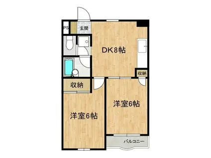 グリーンパレス(2DK/1階)の間取り写真