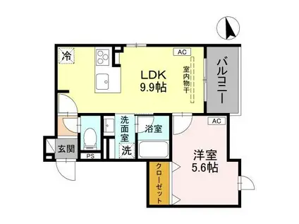 D-GRANDE桃井町(1LDK/2階)の間取り写真