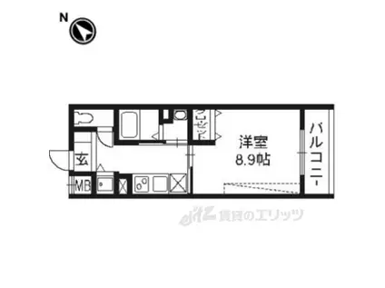 ウイング東山(1K/2階)の間取り写真