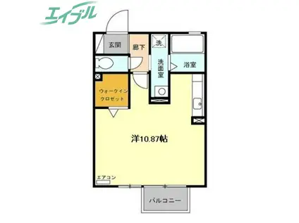 プルーム(ワンルーム/2階)の間取り写真