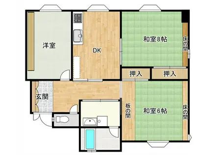 JGS緑丘マンション別館(3DK/3階)の間取り写真
