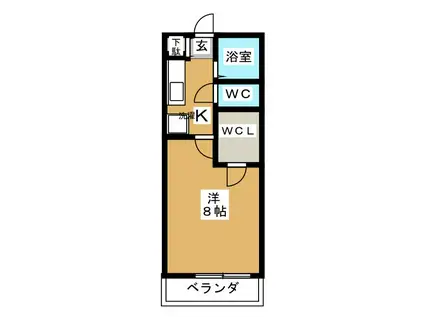 KIコーポレーションE(1K/2階)の間取り写真