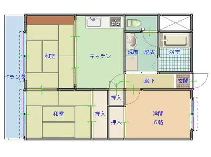 大八ビル(3DK/2階)の間取り写真
