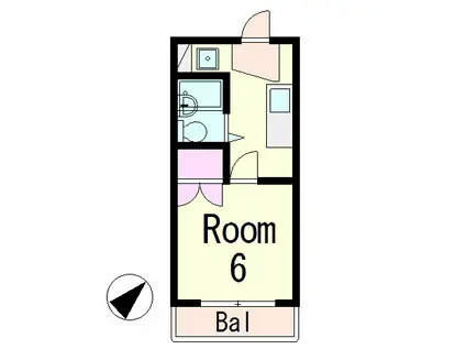 北川マイルーム88(1K/5階)の間取り写真