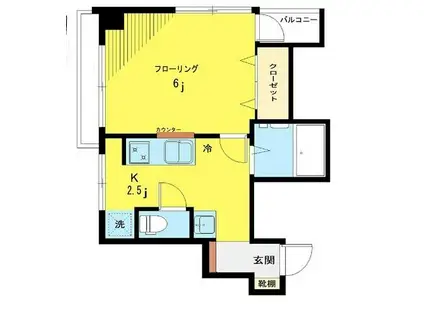 ハイムアトレイユ(1K/2階)の間取り写真