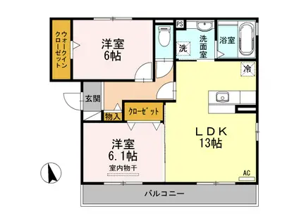 カーサフェリス(2LDK/2階)の間取り写真